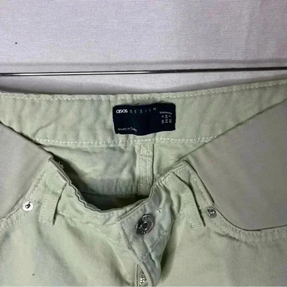 Asos maternity green flared pants jeans 4 spring summer open slit pants - Picture 5 of 9